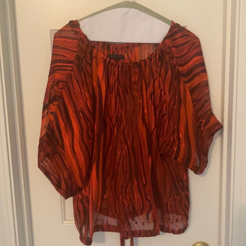 Rachel Zoe sheer red silk top